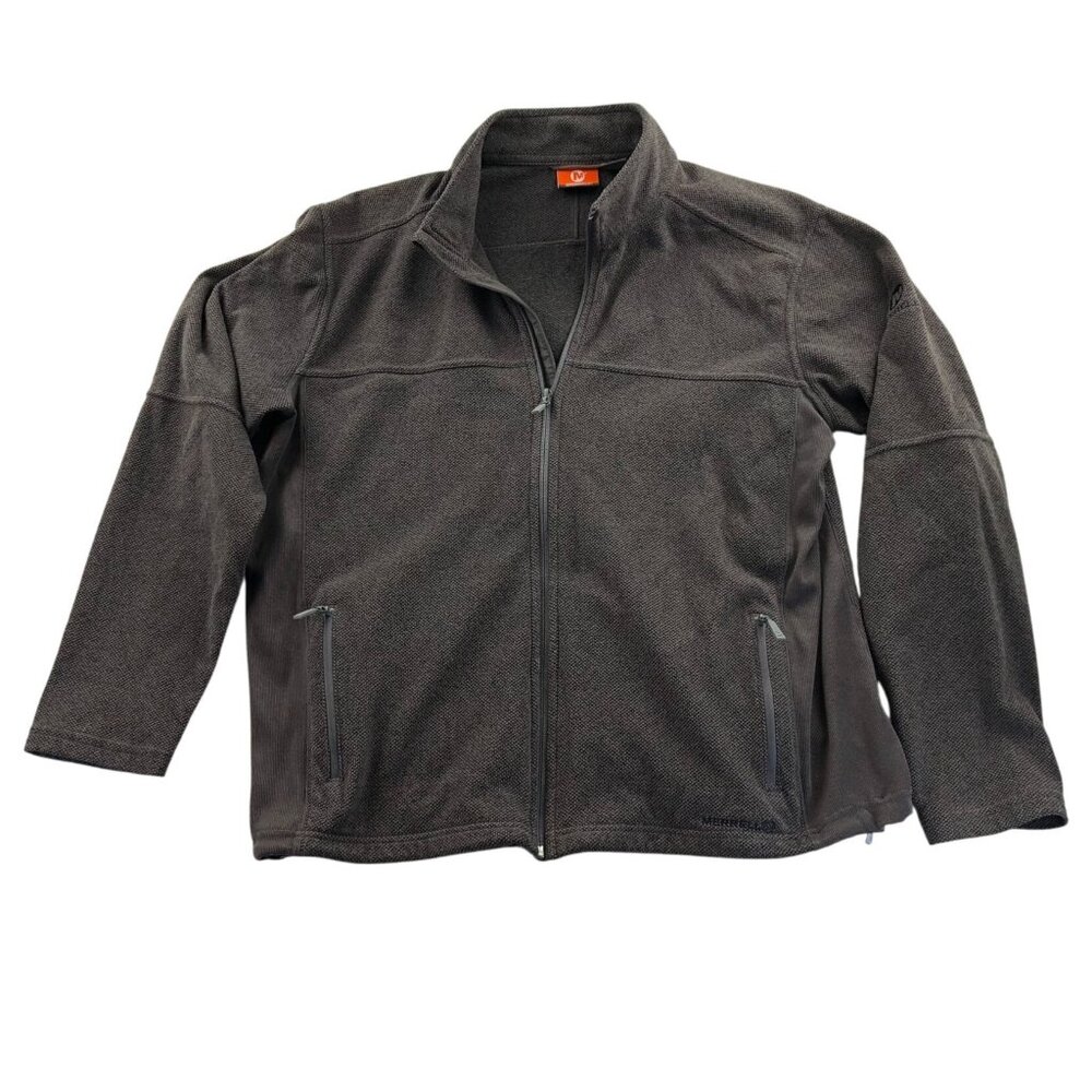 Merrell Mens Fleece Jacket Size XL Full Zip Stand Collar Brown Outdoors Casual